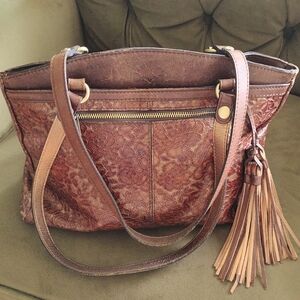 Patricia Nash Glitter Rose Brown and Gold Purse